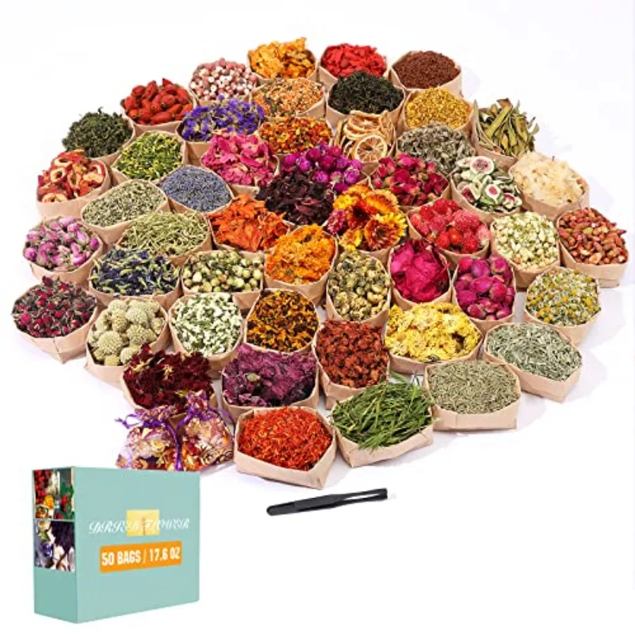 Dried Flowers, 50 Bags 100% Natural Dried Herbs Kit for Soap Making, Candle, Resin Jewelry Making, Bath, Nail - Include Rose Pe
Dried Flowers, 50 Bags 100% Natural Dried Herbs Kit for Soap Making, Candle, Resin Jewelry Making, Bath, Nail - Include Rose Pe