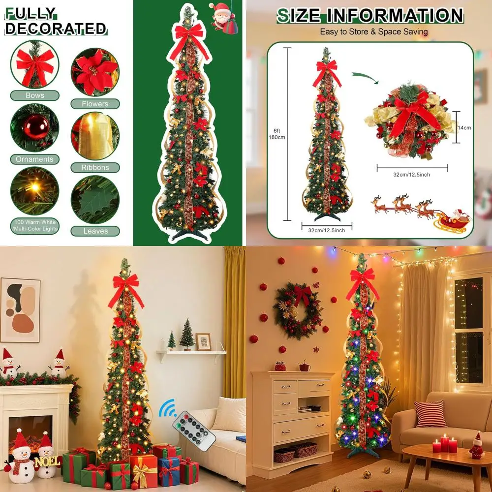 6ft Slim Pre-Lit Pencil Christmas Tree with Remote, Red & Gold Decor, Warm & Multi-Color Lights
6ft Slim Pre-Lit Pencil Christmas Tree with Remote, Red & Gold Decor, Warm & Multi-Color Lights