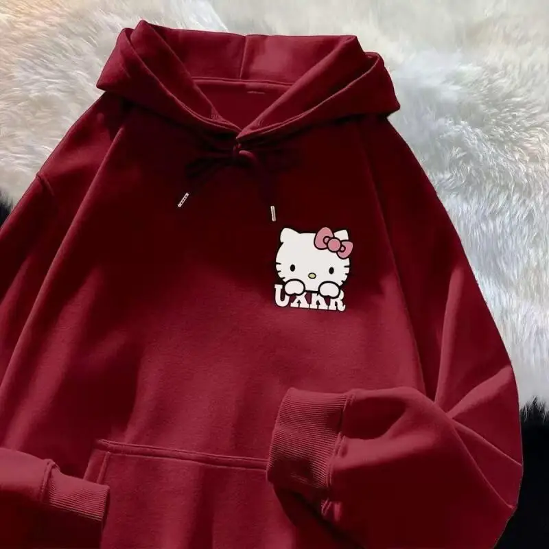 Милая толстовка с капюшоном Sanrio Hello Kitty, флисовая подкладка с защитой от катышков, для девочек, зимняя одежда, модный новый осенне-зимний стиль
Милая толстовка с капюшоном Sanrio Hello Kitty, флисовая подкладка с защитой от катышков, для девочек, зимняя одежда, модный новый осенне-зимний стиль