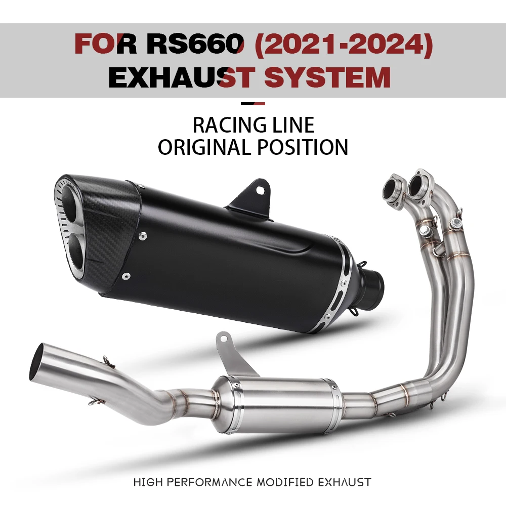For RS660 2021-2024 Motorcycle Exhaust Full System Modify Front Link Pipe Carbon Tip Muffler with DB Killer
For RS660 2021-2024 Motorcycle Exhaust Full System Modify Front Link Pipe Carbon Tip Muffler with DB Killer