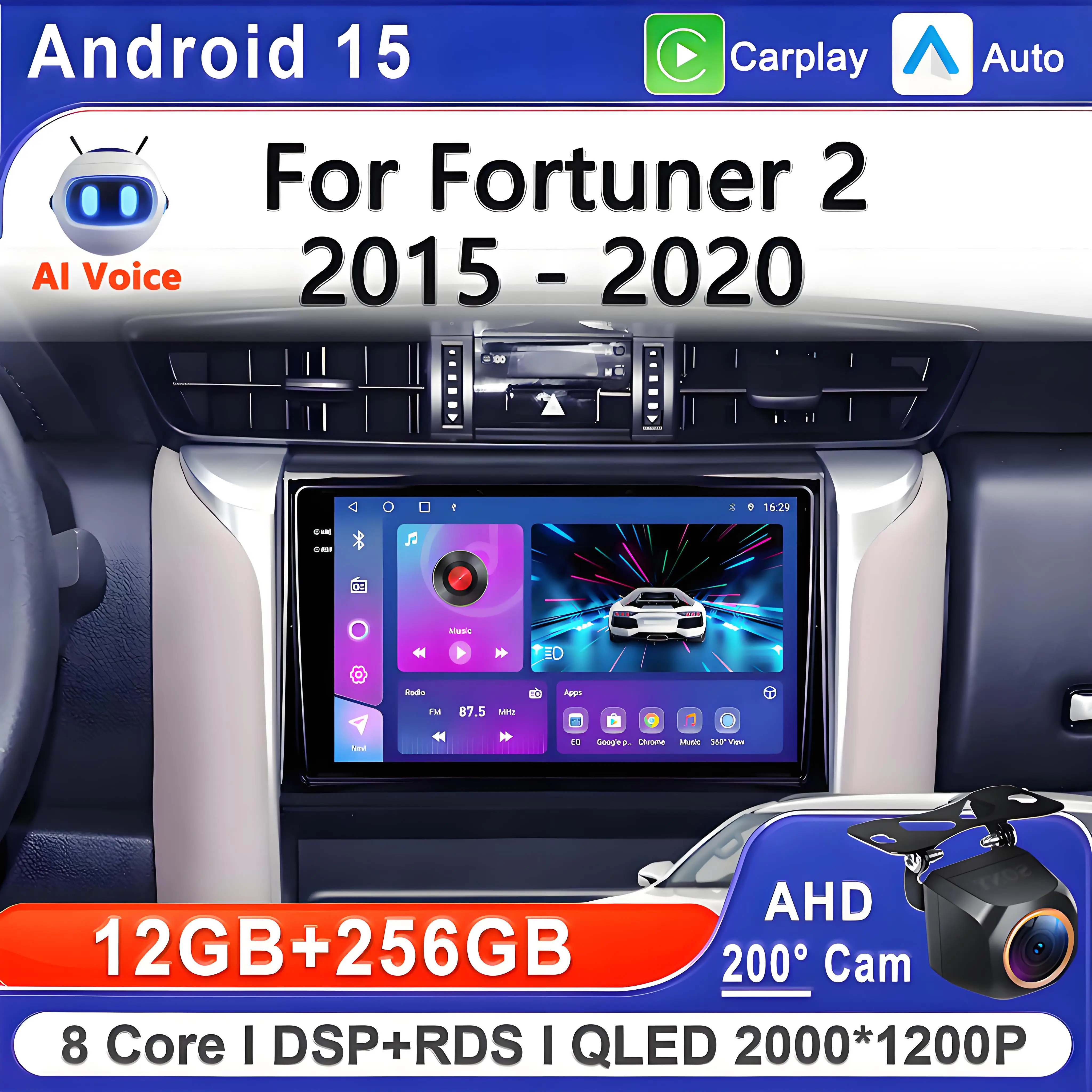 Android 15 2K For Toyota Fortuner 2 2015 - 2020 Car Radio Multimedia Video Player Navigation stereo GPS Head Unit Screen Car GPS
Android 15 2K For Toyota Fortuner 2 2015 - 2020 Car Radio Multimedia Video Player Navigation stereo GPS Head Unit Screen Car GPS