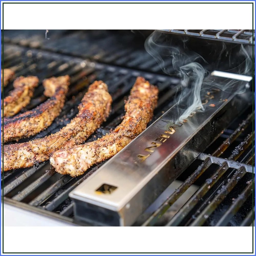 Heavy Duty Stainless Steel Smoker Box for Gas Grill, 14.76" x 2.36" x 1.41", Reusable with Lid
Heavy Duty Stainless Steel Smoker Box for Gas Grill, 14.76" x 2.36" x 1.41", Reusable with Lid