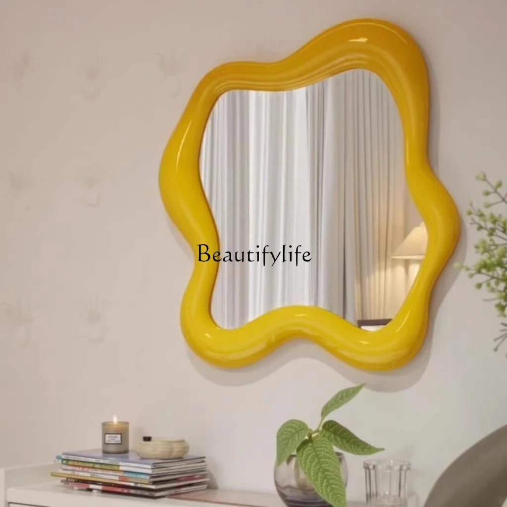 French smart bathroom mirror wall-mounted irregular custom art entrance decorative mirror
French smart bathroom mirror wall-mounted irregular custom art entrance decorative mirror