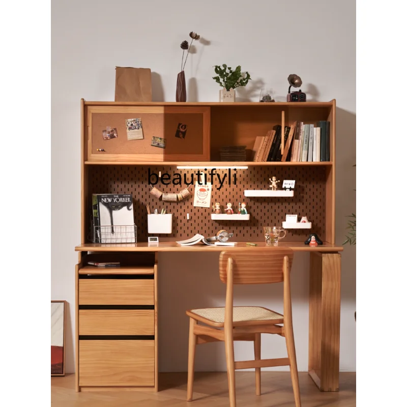 Solid Wood Desk Cabinet Integrated Home Japanese-Style Student Desktop Computer Desk Multi-Functional Hole Board Office Table
Solid Wood Desk Cabinet Integrated Home Japanese-Style Student Desktop Computer Desk Multi-Functional Hole Board Office Table