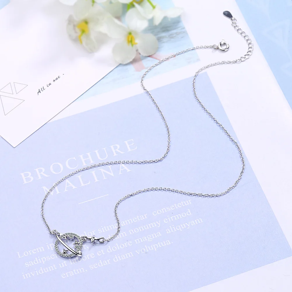 925 Stamp Silver Planet Star Zircon Chain Necklaces For Women Elegant Luxury Fine Jewelry Accessories Jewellery Argent 925
925 Stamp Silver Planet Star Zircon Chain Necklaces For Women Elegant Luxury Fine Jewelry Accessories Jewellery Argent 925