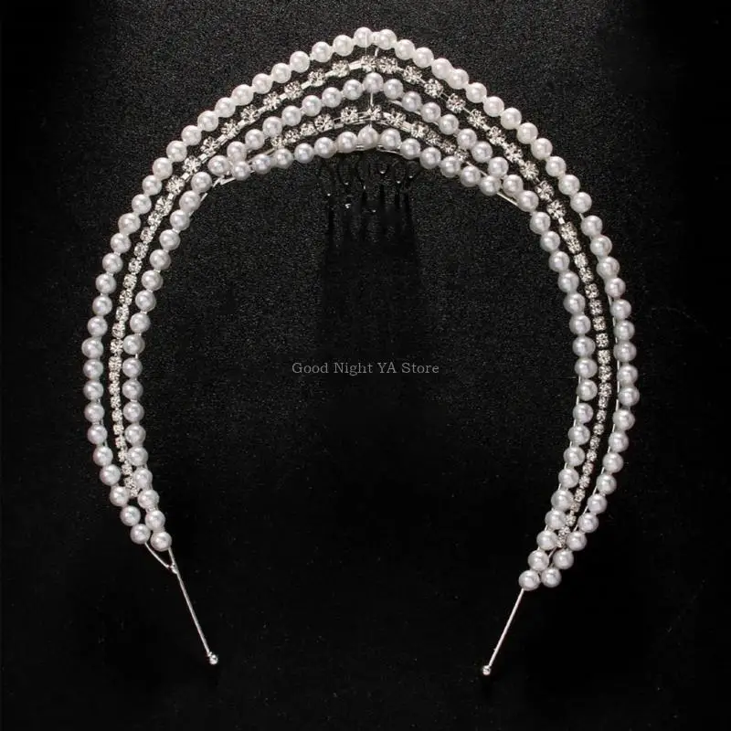 Glinting Headband Rhinestones Studded Pearls Hairband for Pageant Prom Wedding
Glinting Headband Rhinestones Studded Pearls Hairband for Pageant Prom Wedding