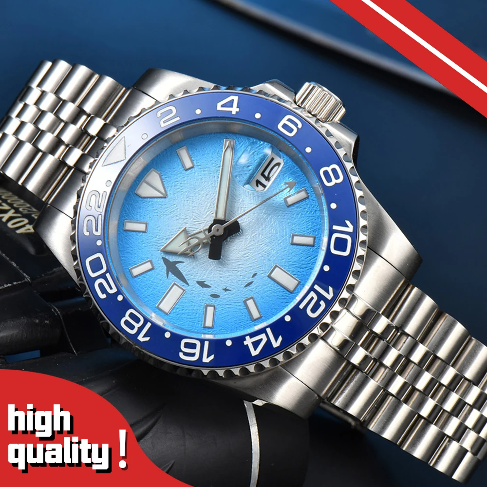 Men's 40mm diving watch GMT ceramic bezel marine dial NH35 automatic mechanical Luminous waterproof sapphire
Men's 40mm diving watch GMT ceramic bezel marine dial NH35 automatic mechanical Luminous waterproof sapphire