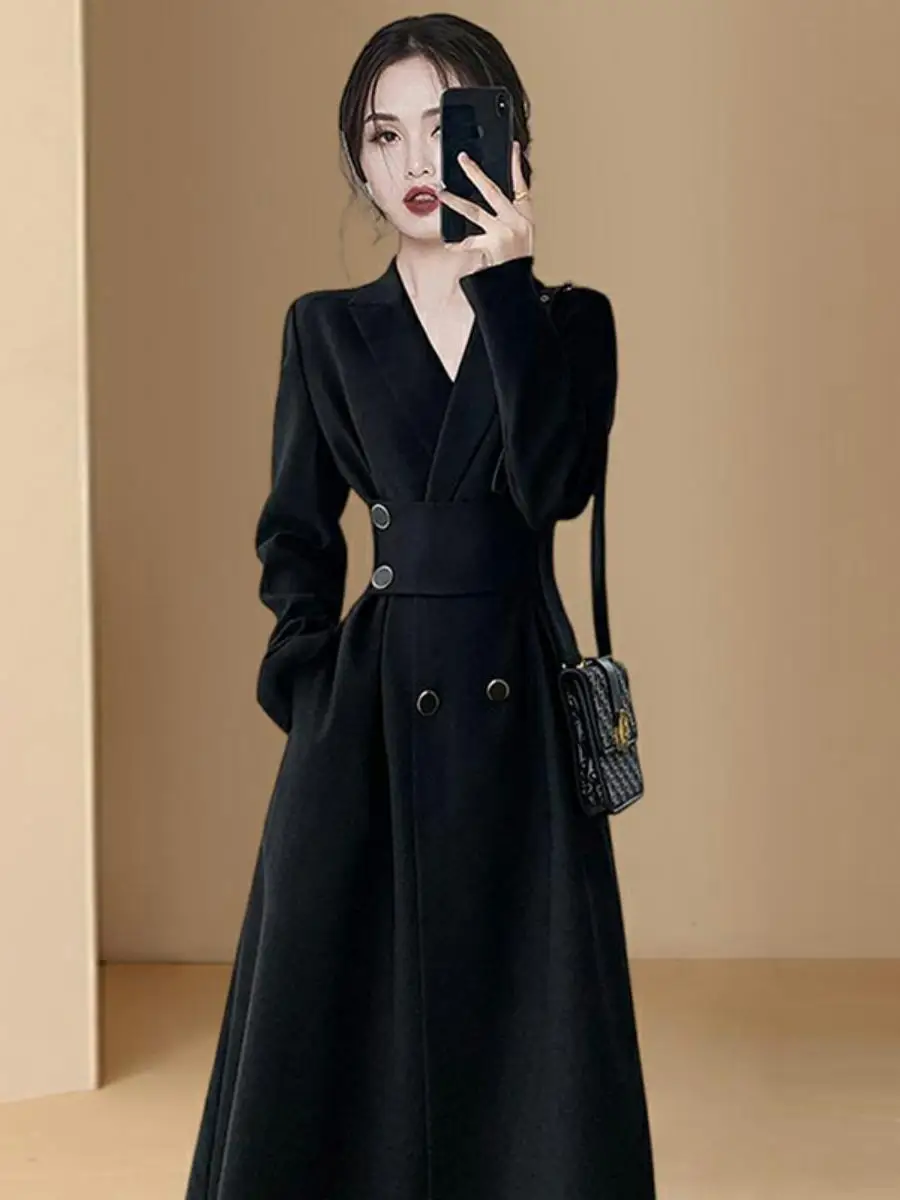 Elegant Black Long Sleeve Dress Fashionable Business Women's High Waist A-Line Skirt Polyester Fiber V-Neck Short Sleeve
Elegant Black Long Sleeve Dress Fashionable Business Women's High Waist A-Line Skirt Polyester Fiber V-Neck Short Sleeve