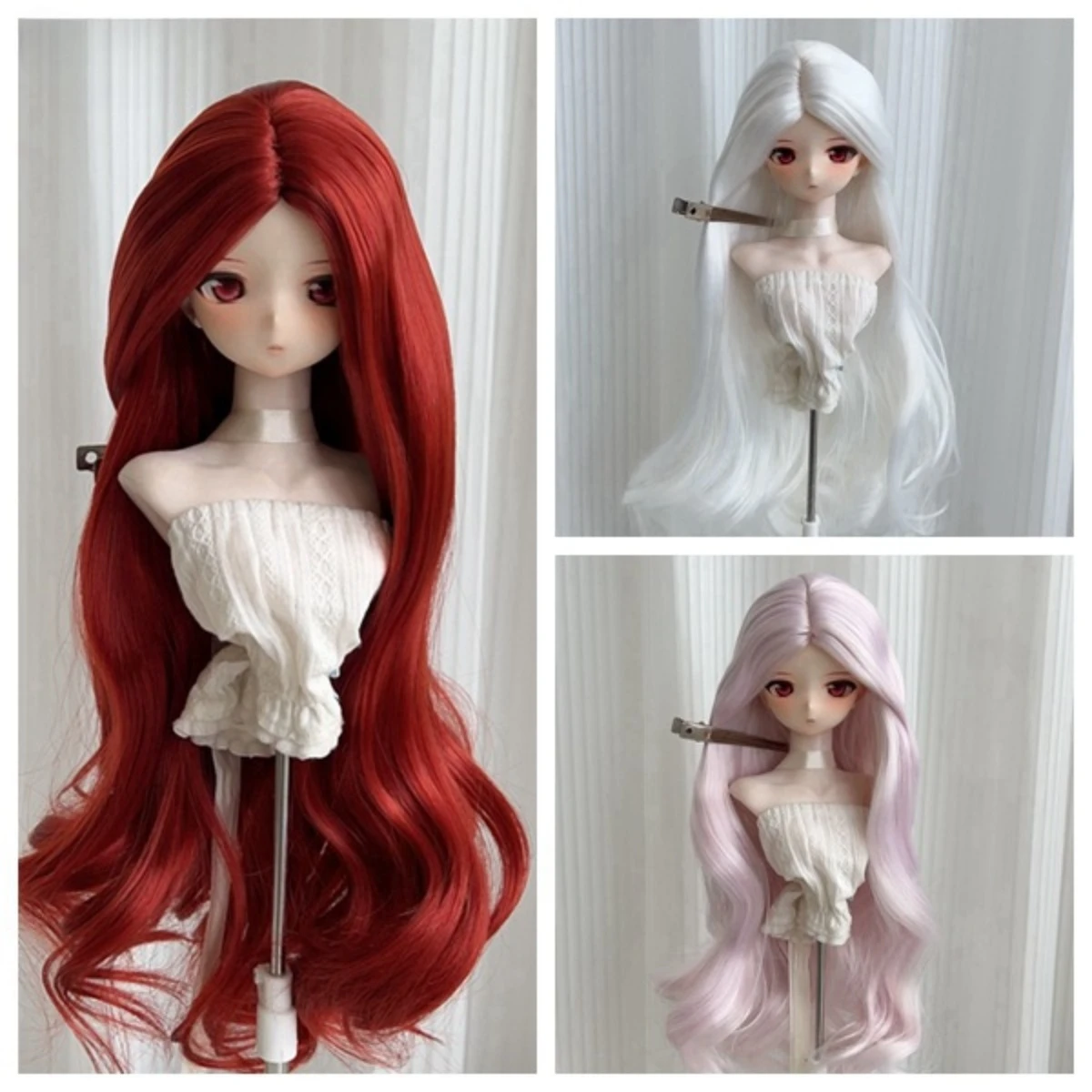 For 1/3 1/4 1/6 BJD Wig Wine Red Pink White Gradient Long Curly Doll Wig Heat Resistant Silk Fit 15.5-23cm Head Circumference
For 1/3 1/4 1/6 BJD Wig Wine Red Pink White Gradient Long Curly Doll Wig Heat Resistant Silk Fit 15.5-23cm Head Circumference