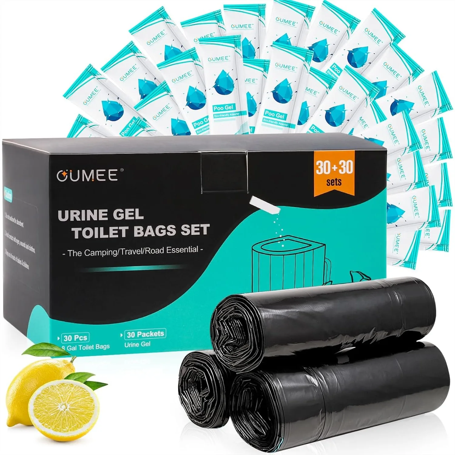 30 Portable Toilet Bags with 30 Poo Gel Set, 8 Gallon Camping Waste Bags for Potty, RVs Travel Lemon
30 Portable Toilet Bags with 30 Poo Gel Set, 8 Gallon Camping Waste Bags for Potty, RVs Travel Lemon
