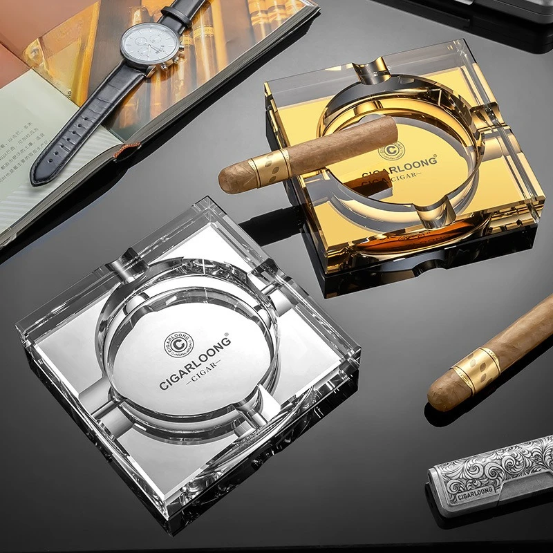Cigar ashtray Multi-caliber smoke slot Exquisite transparent glass Crystal smoke tray with gift box packaging
Cigar ashtray Multi-caliber smoke slot Exquisite transparent glass Crystal smoke tray with gift box packaging