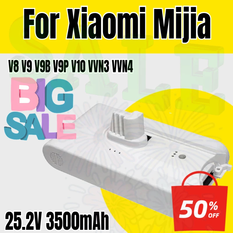 25.2V 3500mAh Vacuum Cleaner 18650 Li Ion Battery Pack For Xiaomi Mijia Vacuum Cleaner V8 V9 V9B V9P V10 VVN3 VVN4 Dreame
25.2V 3500mAh Vacuum Cleaner 18650 Li Ion Battery Pack For Xiaomi Mijia Vacuum Cleaner V8 V9 V9B V9P V10 VVN3 VVN4 Dreame