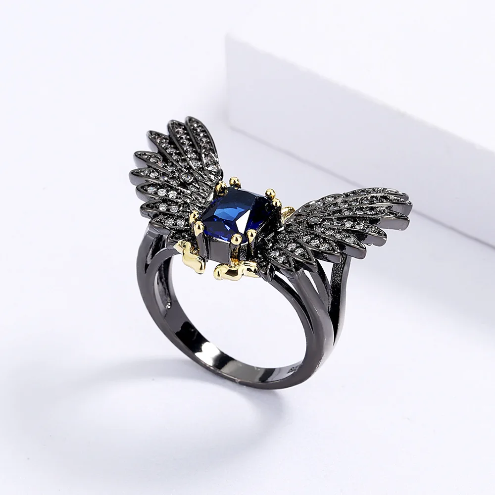Fashion Micro-inlaid Blue AAAA Zircon Black Gold Two-tone Demon Wings Ring 925 Stamp Exaggerated Women's Jewelry Party Gift
Fashion Micro-inlaid Blue AAAA Zircon Black Gold Two-tone Demon Wings Ring 925 Stamp Exaggerated Women's Jewelry Party Gift