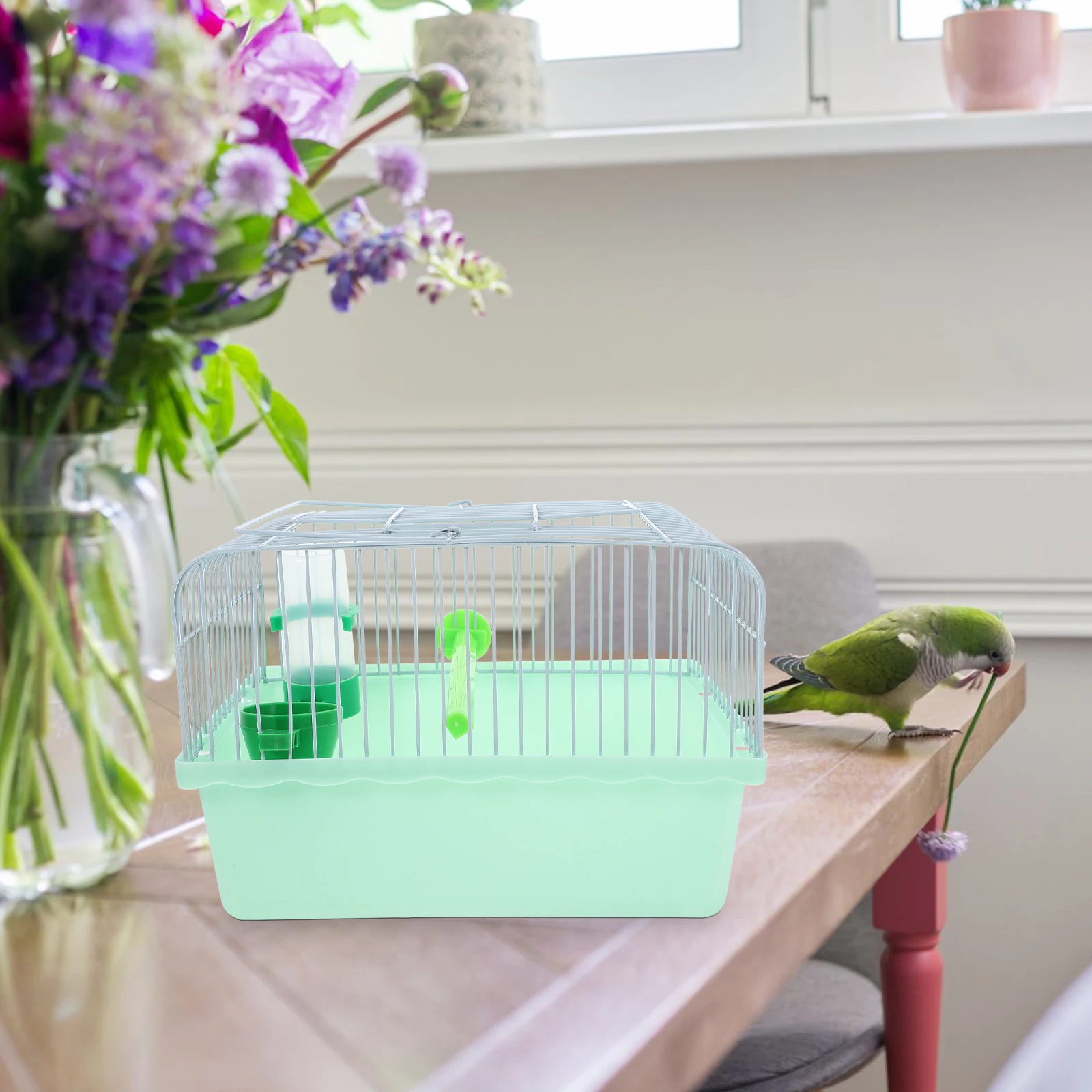 Bird Cage for Parakeets Cockatiels Small Animals Carrier Portable Travel Cage Perch Food Box Water Dispenser Durable ABS Iron
Bird Cage for Parakeets Cockatiels Small Animals Carrier Portable Travel Cage Perch Food Box Water Dispenser Durable ABS Iron