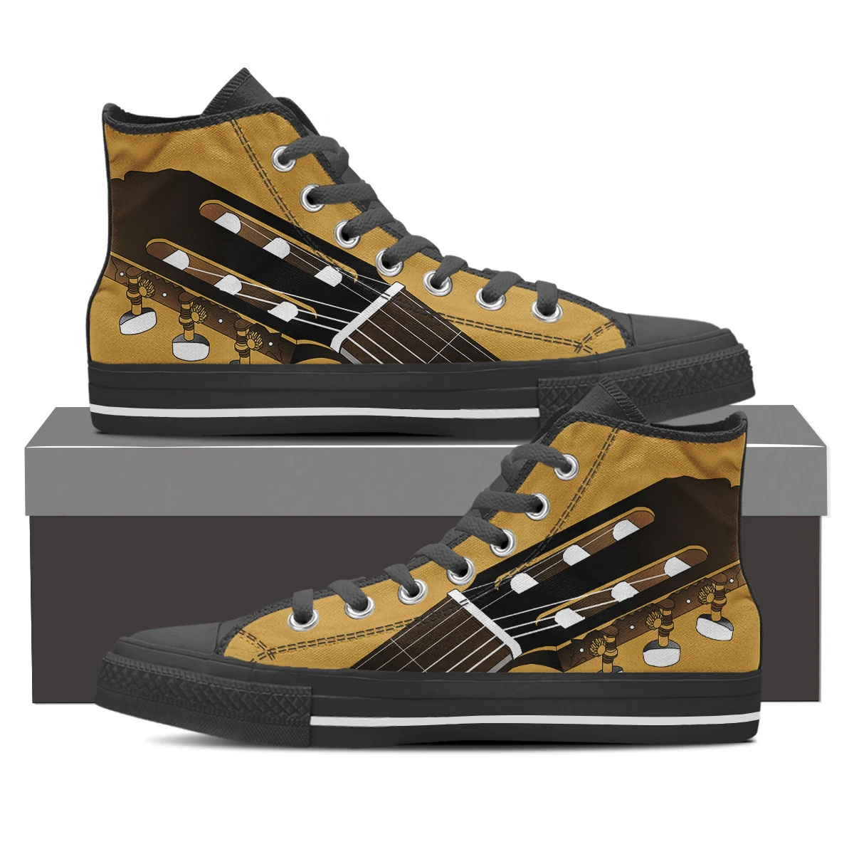 ELVISWORDS Guitarist Shoes Guitar Printing Shoes Women's High Top Vulcanized Shoes Vintage Flat Shoes Canvas Shoes Zapatos
ELVISWORDS Guitarist Shoes Guitar Printing Shoes Women's High Top Vulcanized Shoes Vintage Flat Shoes Canvas Shoes Zapatos
