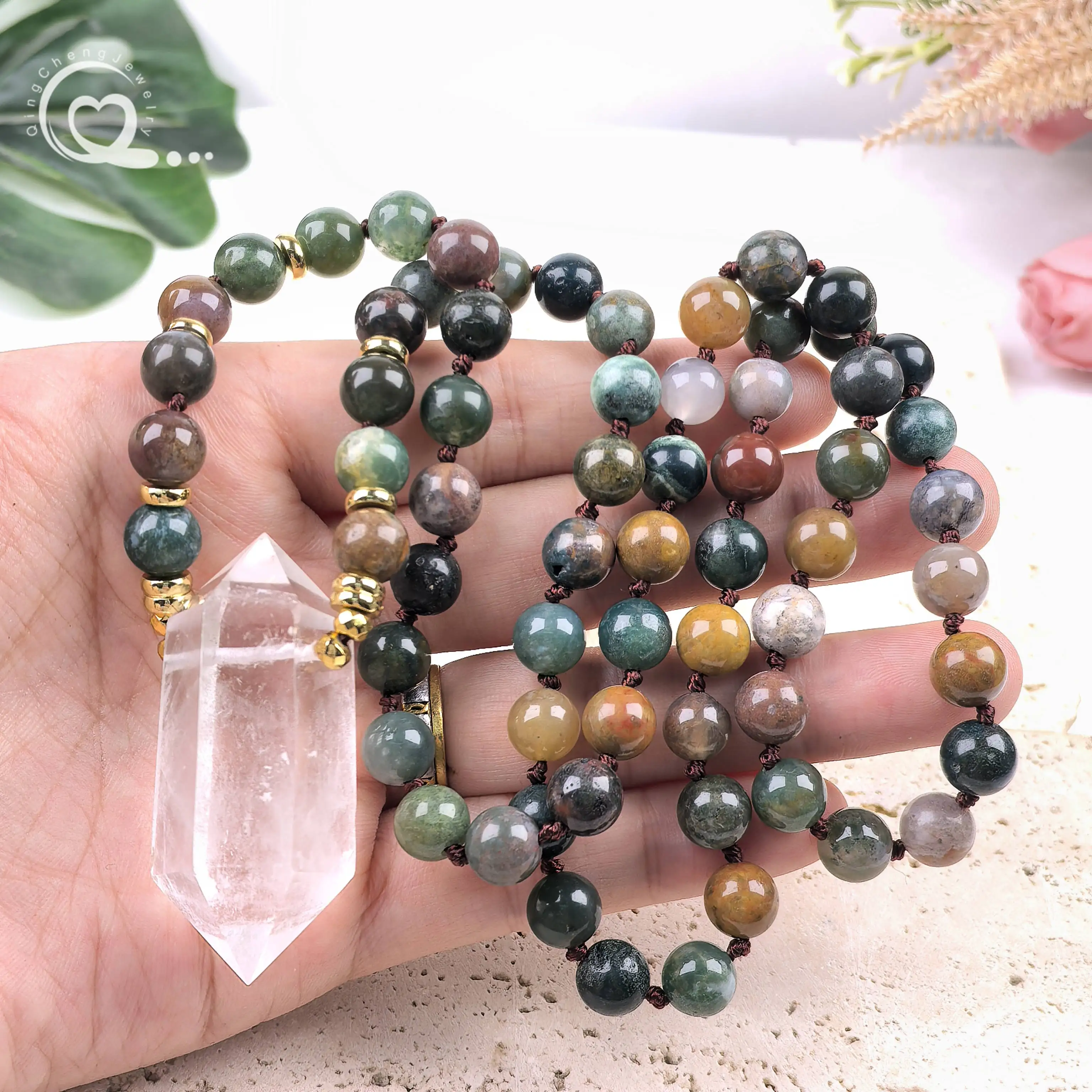 Handmade Knot Necklace 8mm India Agate Round Beads Chakra Crystal Quartz Double Point Pendants Mala Yoga Prayer Jewelry,QC0192
Handmade Knot Necklace 8mm India Agate Round Beads Chakra Crystal Quartz Double Point Pendants Mala Yoga Prayer Jewelry,QC0192