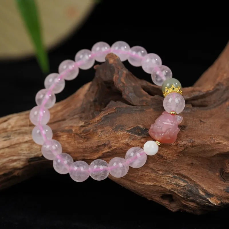 Minar New Fashion Clear Pink Natural Stone Crystal Jade Cartoon Pendant Beaded Elastic Strand Bracelets for Women Accessories
Minar New Fashion Clear Pink Natural Stone Crystal Jade Cartoon Pendant Beaded Elastic Strand Bracelets for Women Accessories