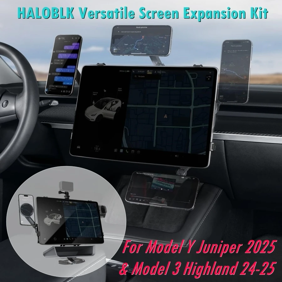 HALOBLK для Tesla Model Y Juniper 2025 и Model 3 Highland 24-25, держатель для телефона HaloStation, универсальный комплект расширения экрана
HALOBLK для Tesla Model Y Juniper 2025 и Model 3 Highland 24-25, держатель для телефона HaloStation, универсальный комплект расширения экрана