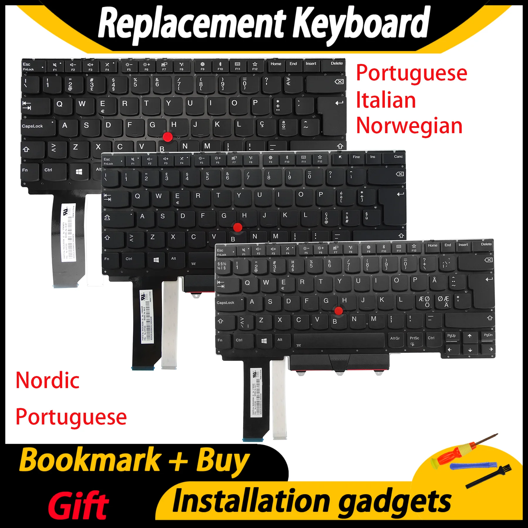 Laptop Backlit Keyboard for Lenovo ThinkPad E14 Gen1 C-Cover, Layout: Portugal/ Italy/Norway/ Nordic Region
Laptop Backlit Keyboard for Lenovo ThinkPad E14 Gen1 C-Cover, Layout: Portugal/ Italy/Norway/ Nordic Region