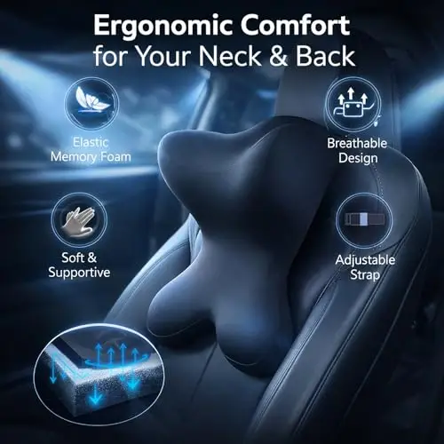 Premium Breathable Memory Foam Neck Support Pillow With Adjustable Dual Straps For Car, Office And Gaming Chair Comfort
Premium Breathable Memory Foam Neck Support Pillow With Adjustable Dual Straps For Car, Office And Gaming Chair Comfort
