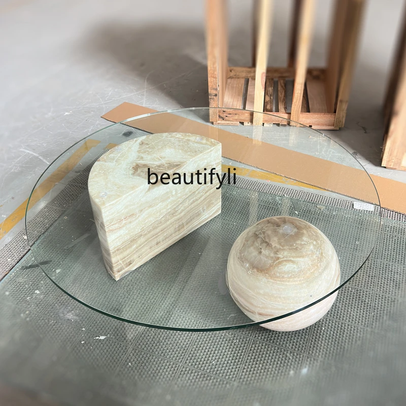 Modern Simple and Natural Marble round Living Room Sofa and Tea Table Glass Coffee Table
Modern Simple and Natural Marble round Living Room Sofa and Tea Table Glass Coffee Table