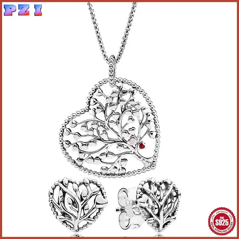 Sterling Silver Authentic 925 Openwork Flourishing Heart Earring Necklace With Crystal Fit Europe Bracelet Jewelry Set Gift
Sterling Silver Authentic 925 Openwork Flourishing Heart Earring Necklace With Crystal Fit Europe Bracelet Jewelry Set Gift