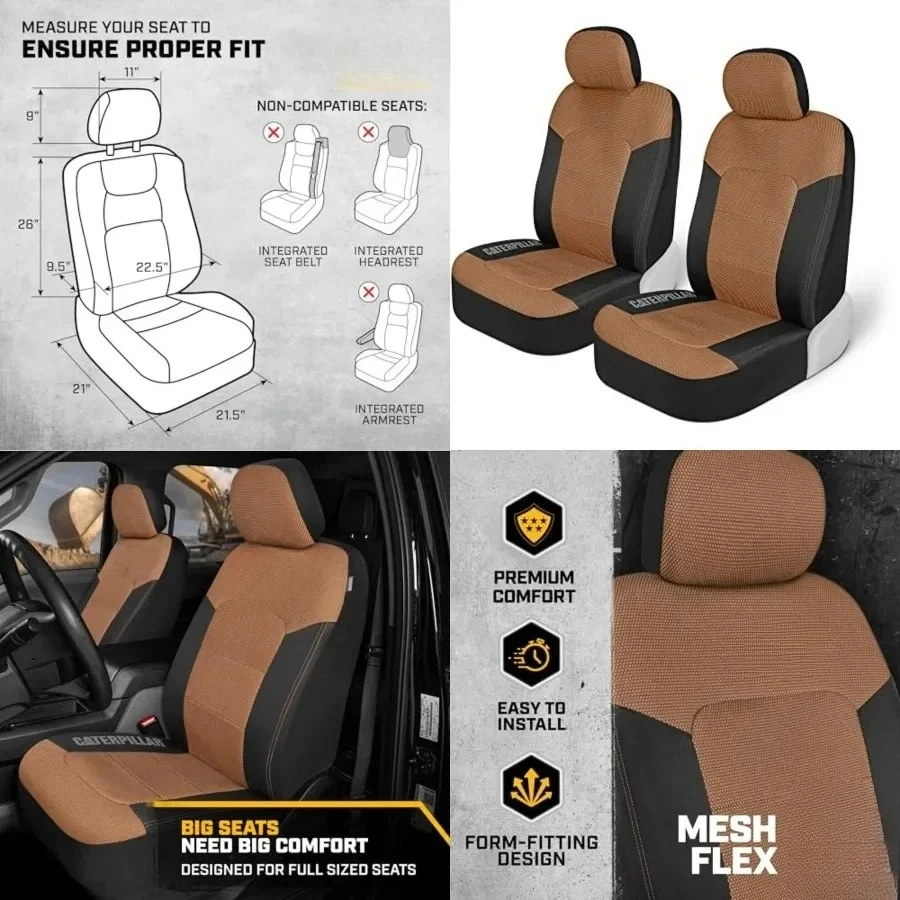 Automotive Seat Covers for Cars Trucks and SUVs (Set of 2) – Beige Car Seat Covers for Front Seats, Truck Seat Protectors with Comfortable Mesh Back, Auto Interior Covers
Automotive Seat Covers for Cars Trucks and SUVs (Set of 2) – Beige Car Seat Covers for Front Seats, Truck Seat Protectors with Comfortable Mesh Back, Auto Interior Covers