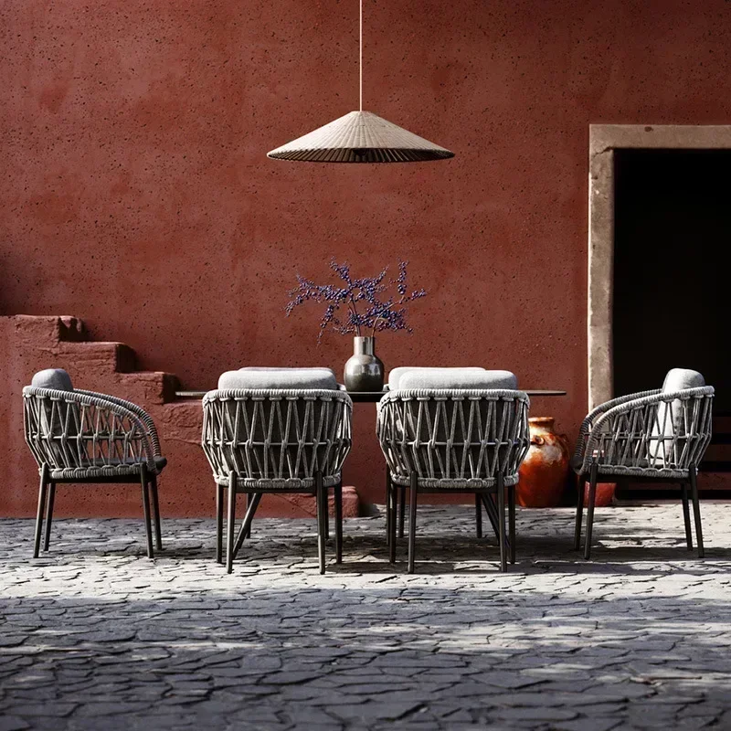 Outdoor rope dining table and chairs outdoor rattan chairs Nordic terrace garden outdoor furniture
Outdoor rope dining table and chairs outdoor rattan chairs Nordic terrace garden outdoor furniture