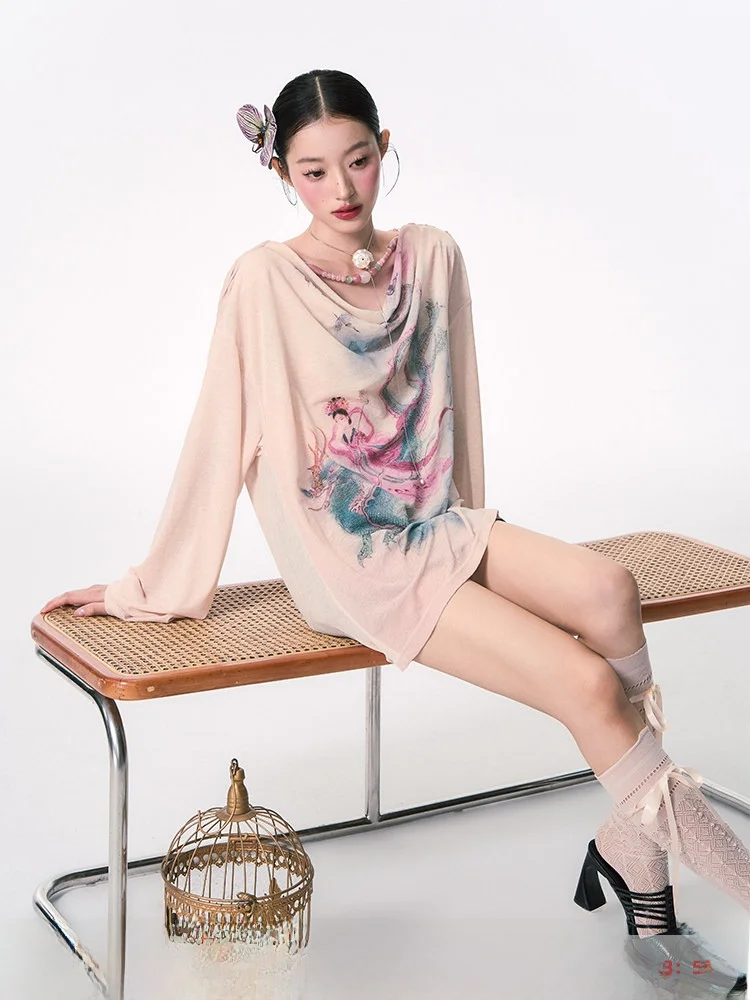 Новая женская повседневная футболка свободного кроя с принтом в китайском стиле Sle Long Sve Fairy Dragon и совместной иллюстрацией
Новая женская повседневная футболка свободного кроя с принтом в китайском стиле Sle Long Sve Fairy Dragon и совместной иллюстрацией