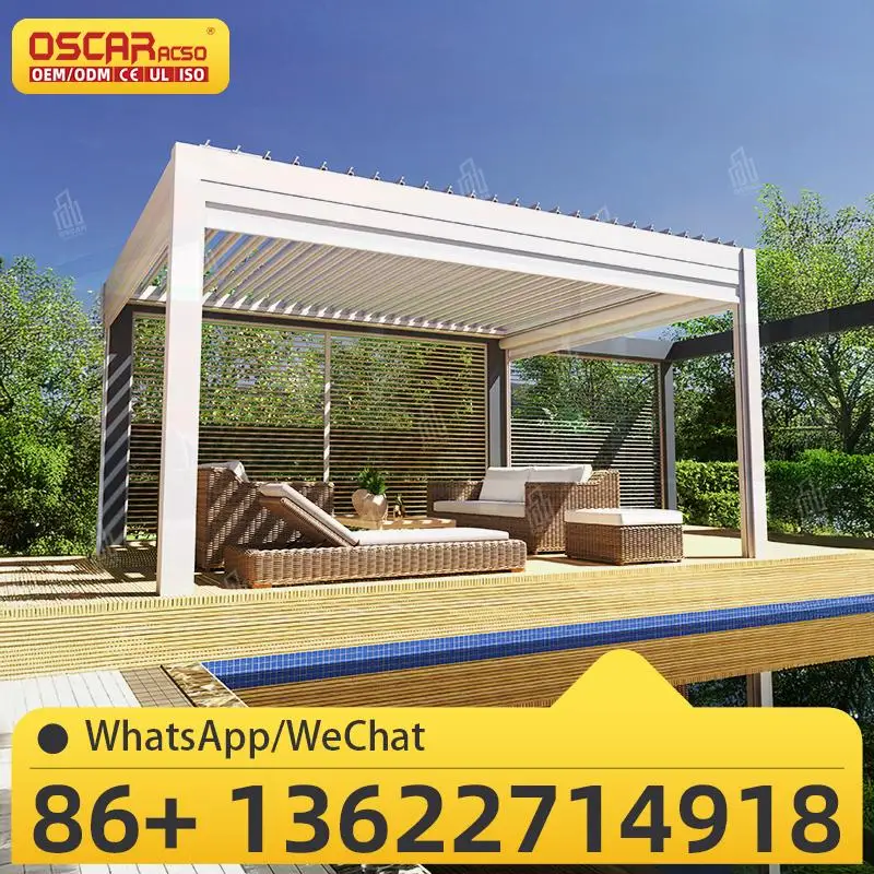 Eco Friendly Waterproof Motorized Metal Pergola Kits Remote Control Switch Sustainable Pergolas for Garden Patio Backyard pergol
Eco Friendly Waterproof Motorized Metal Pergola Kits Remote Control Switch Sustainable Pergolas for Garden Patio Backyard pergol