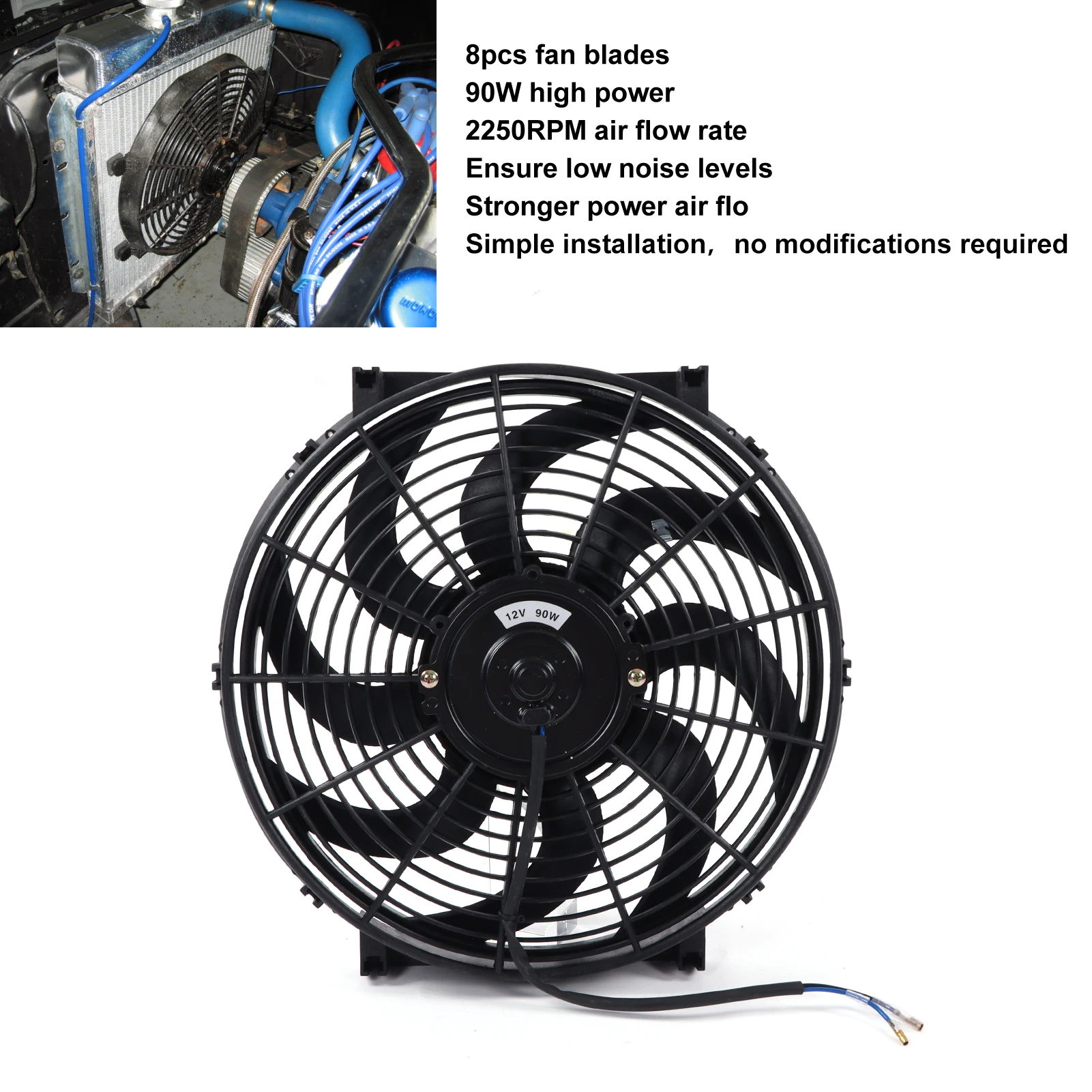 12V 90W Car Electric Radiator Fan, 14in Universal Electric Radiator Cooling Fan Mounting Kit 12V 90W Slim Fan Push Pull
12V 90W Car Electric Radiator Fan, 14in Universal Electric Radiator Cooling Fan Mounting Kit 12V 90W Slim Fan Push Pull