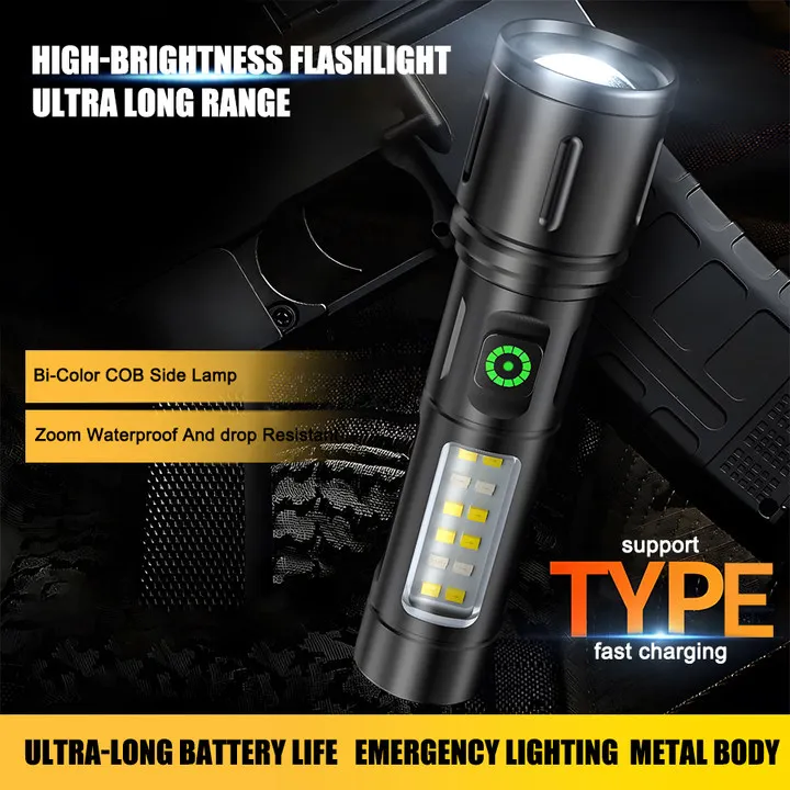 Tactical Flashlight Built-in 18650 Battery Light High Power LED Telescopic Zoom Portable Torch Outdoor Riding Camping Lantern
Tactical Flashlight Built-in 18650 Battery Light High Power LED Telescopic Zoom Portable Torch Outdoor Riding Camping Lantern