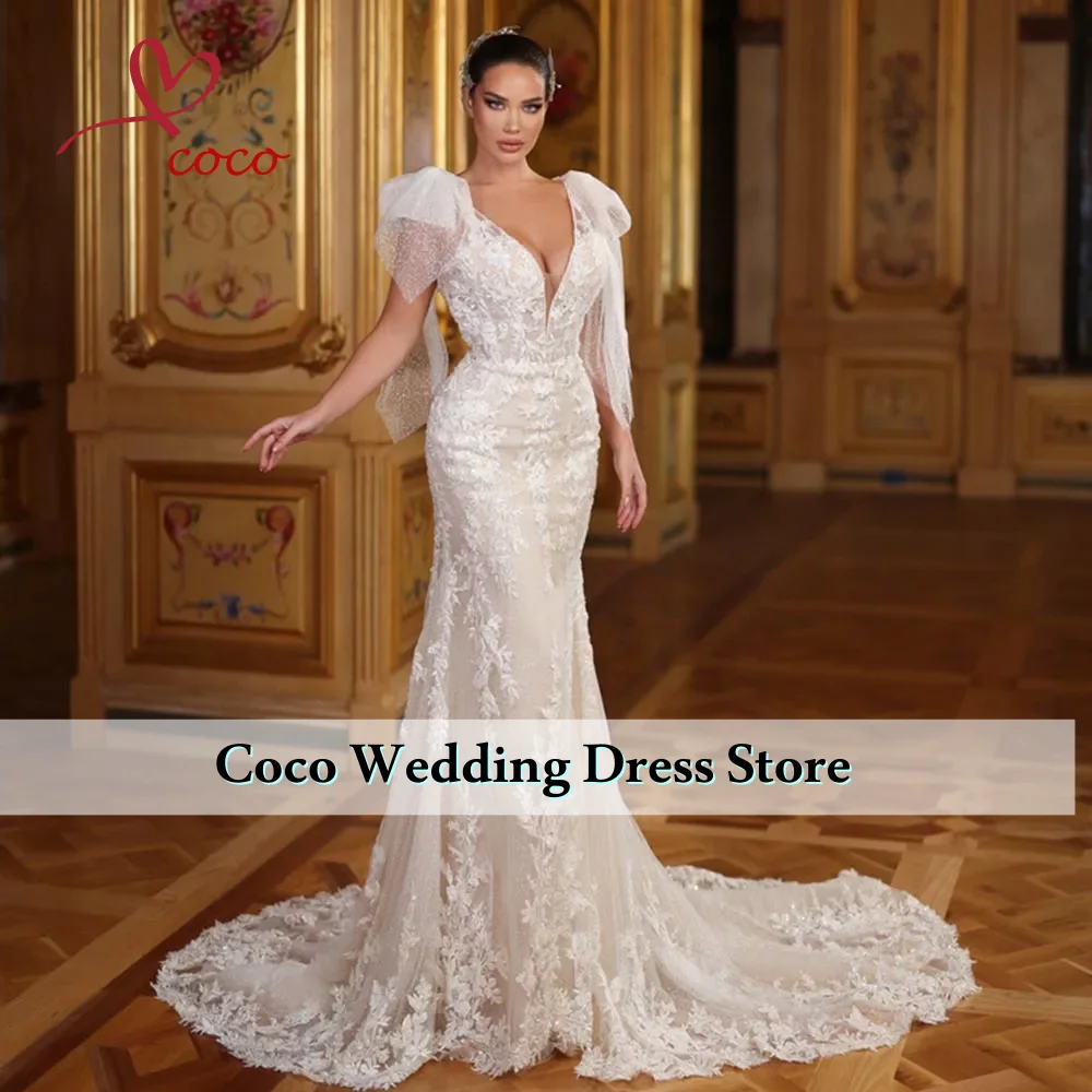 Customized Gorgeous Mermaid Wedding Dresses Lace Applique V-Neck Sexy Bride Dresses Sweep TrainDress For Women Robe De Mariée
Customized Gorgeous Mermaid Wedding Dresses Lace Applique V-Neck Sexy Bride Dresses Sweep TrainDress For Women Robe De Mariée