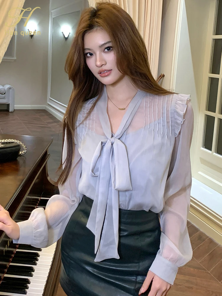 H Han Queen New Summer Blouses Bow Womans Clothing Loose Long Sleeve Chiffon Shirts Work Casual Tops Women's Vintage Shirt
H Han Queen New Summer Blouses Bow Womans Clothing Loose Long Sleeve Chiffon Shirts Work Casual Tops Women's Vintage Shirt