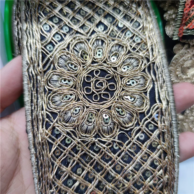 78mm Ethnic Gold Thread Sequins Webbing Ribbon Tape Shoes Dress Decorative Embroidered Lace Trims DIY Sewing Accessories
78mm Ethnic Gold Thread Sequins Webbing Ribbon Tape Shoes Dress Decorative Embroidered Lace Trims DIY Sewing Accessories
