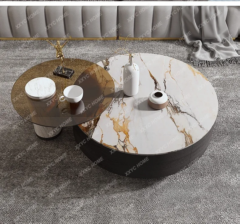 Style Round Combination Coffee Table Modern Minimalist Marble Tempered Glass Storage Cabinet Tea Table
Style Round Combination Coffee Table Modern Minimalist Marble Tempered Glass Storage Cabinet Tea Table