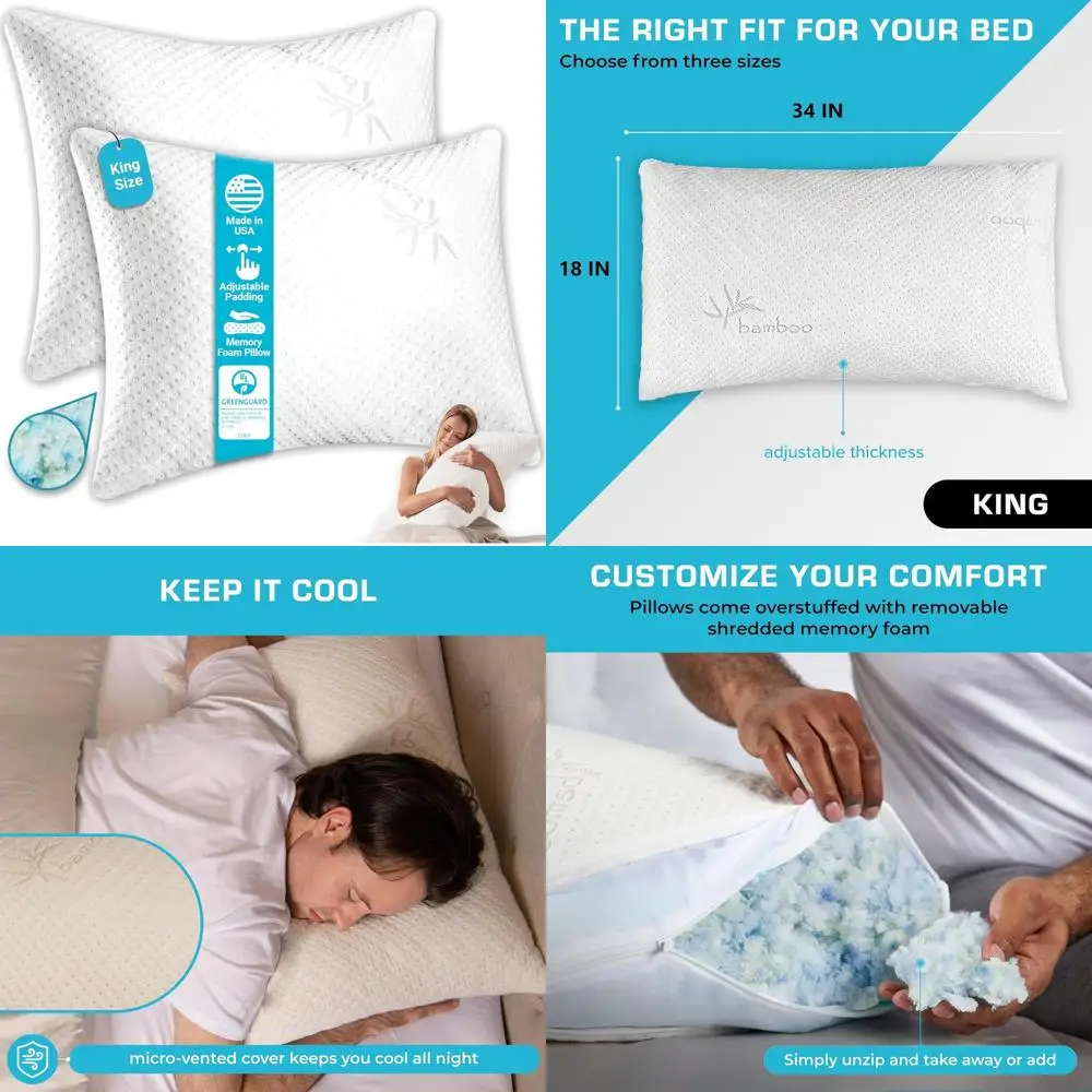 Регулируемые подушки из пены King для сна, сертифицированные из 2 шт., США, GreenGuard, золотые, сертифицированные для сна
Регулируемые подушки из пены King для сна, сертифицированные из 2 шт., США, GreenGuard, золотые, сертифицированные для сна