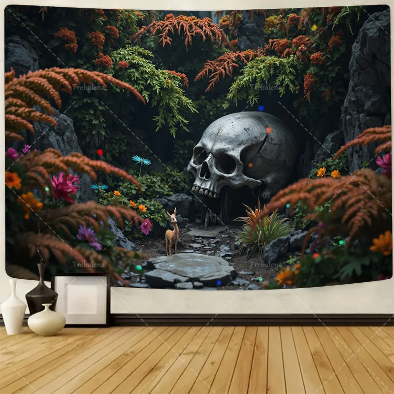 1pc Wall Tapestry Mystic Skull in Enchanted Garden Tapestry - Boho Chic Decor
1pc Wall Tapestry Mystic Skull in Enchanted Garden Tapestry - Boho Chic Decor