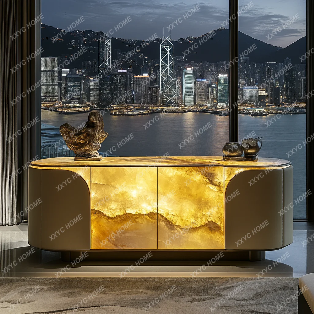Luminous jade luxury stone dining side cabinet modern simple light luxury living room locker storage cabinet 
Luminous jade luxury stone dining side cabinet modern simple light luxury living room locker storage cabinet