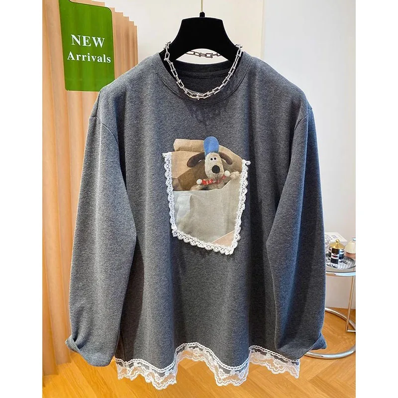 Spring Autumn Oversized Vintage Lace Patchwork Long Sleeve T-shirt Women's Chic Printed O-neck Loose Casual Pullovers
Spring Autumn Oversized Vintage Lace Patchwork Long Sleeve T-shirt Women's Chic Printed O-neck Loose Casual Pullovers