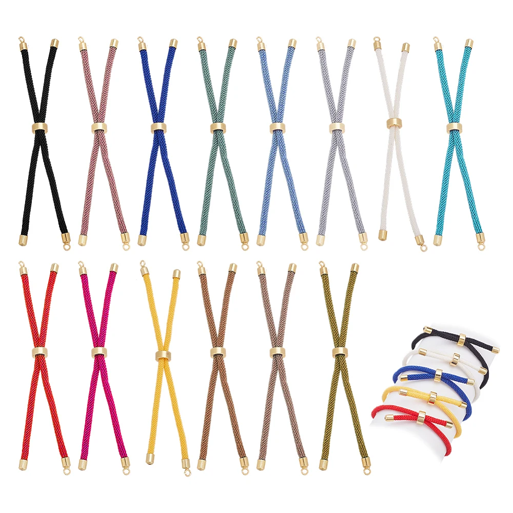 14Pcs 14 Colors Nylon Twisted Cord Bracelet Making Slider Bracelet Making with Brass Findings Lead Free Cadmium Free Round
14Pcs 14 Colors Nylon Twisted Cord Bracelet Making Slider Bracelet Making with Brass Findings Lead Free Cadmium Free Round