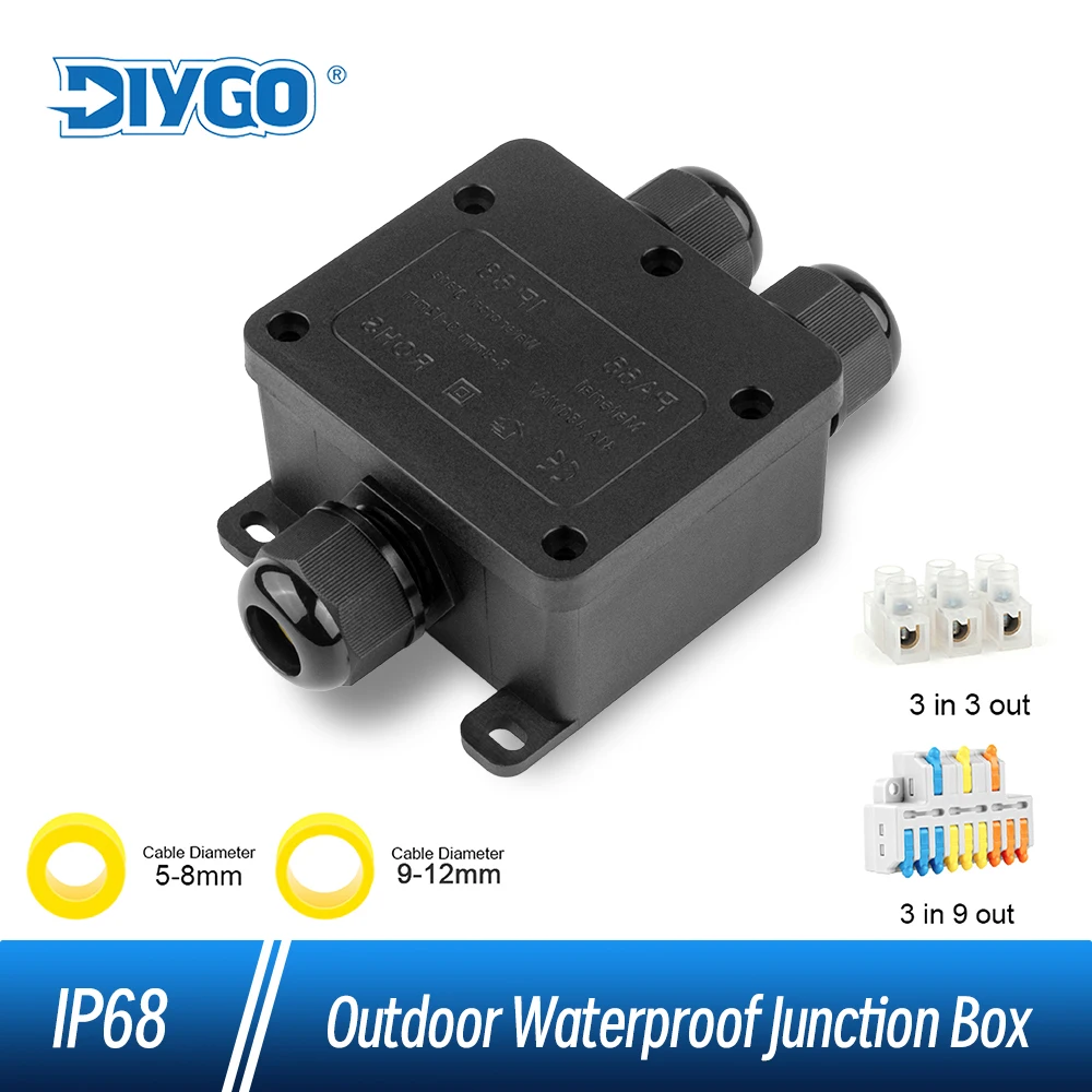 IP68 Junction Box Outdoor Rain Proof 3 Way Wire Connectors Waterproof LED External Electrical Protection Box For Line Protection
IP68 Junction Box Outdoor Rain Proof 3 Way Wire Connectors Waterproof LED External Electrical Protection Box For Line Protection