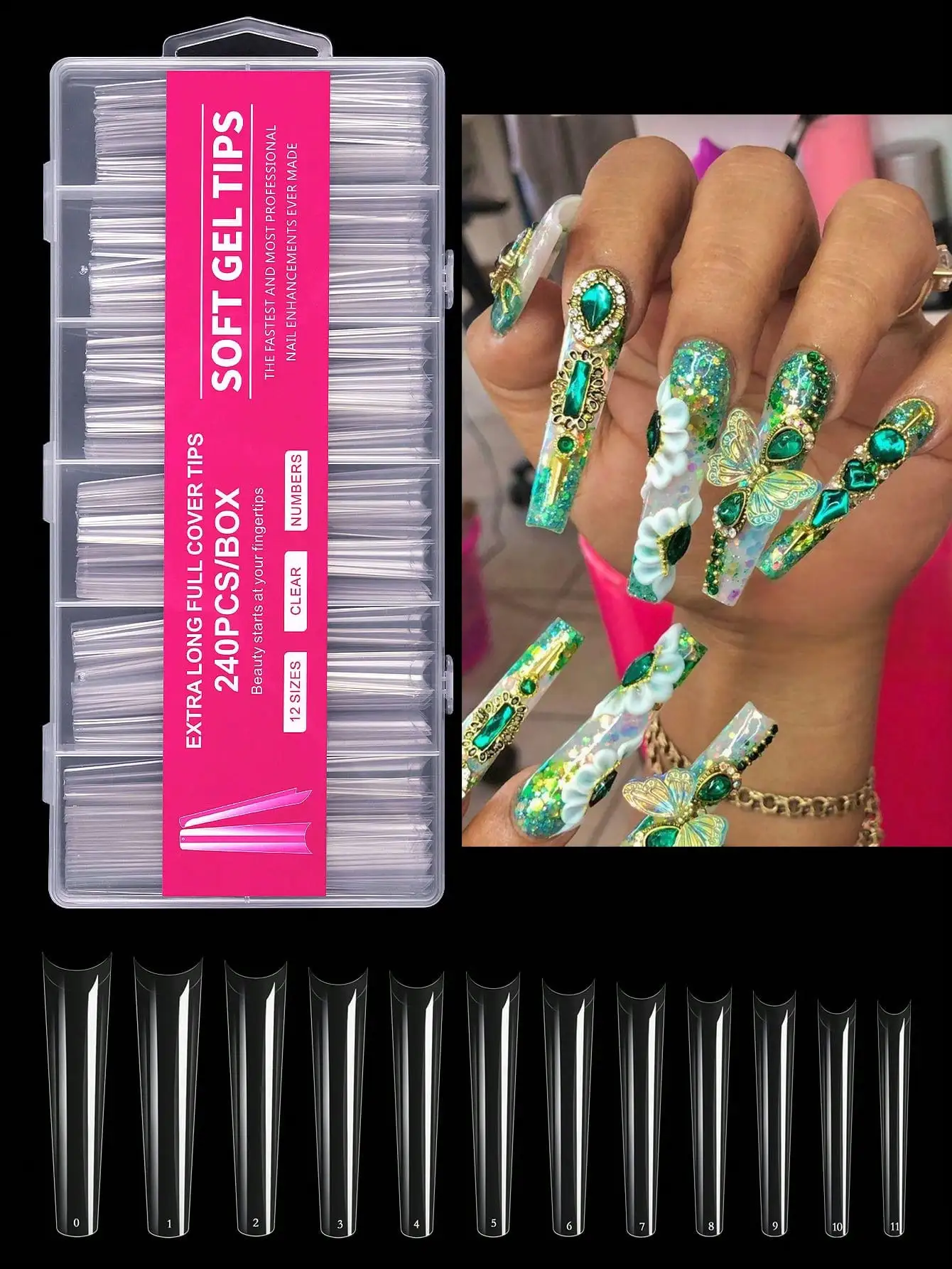 240Pcs Long Coffin Transparent Press On Nails Nail Extension Supplies For Home DIY Salon
240Pcs Long Coffin Transparent Press On Nails Nail Extension Supplies For Home DIY Salon