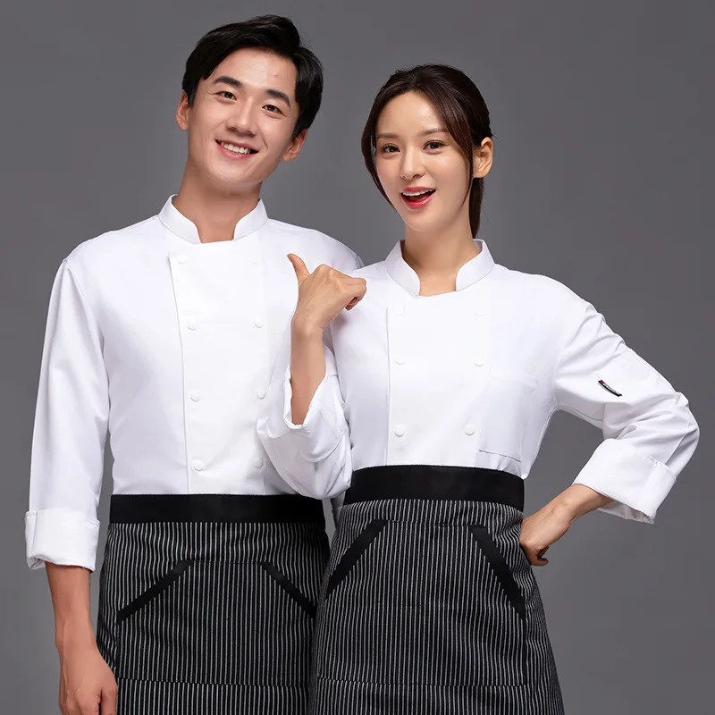 Chef's uniform with long sleeves for autumn and winter, customized for hotels, restaurants, hot pot shops, training schools, and
Chef's uniform with long sleeves for autumn and winter, customized for hotels, restaurants, hot pot shops, training schools, and
