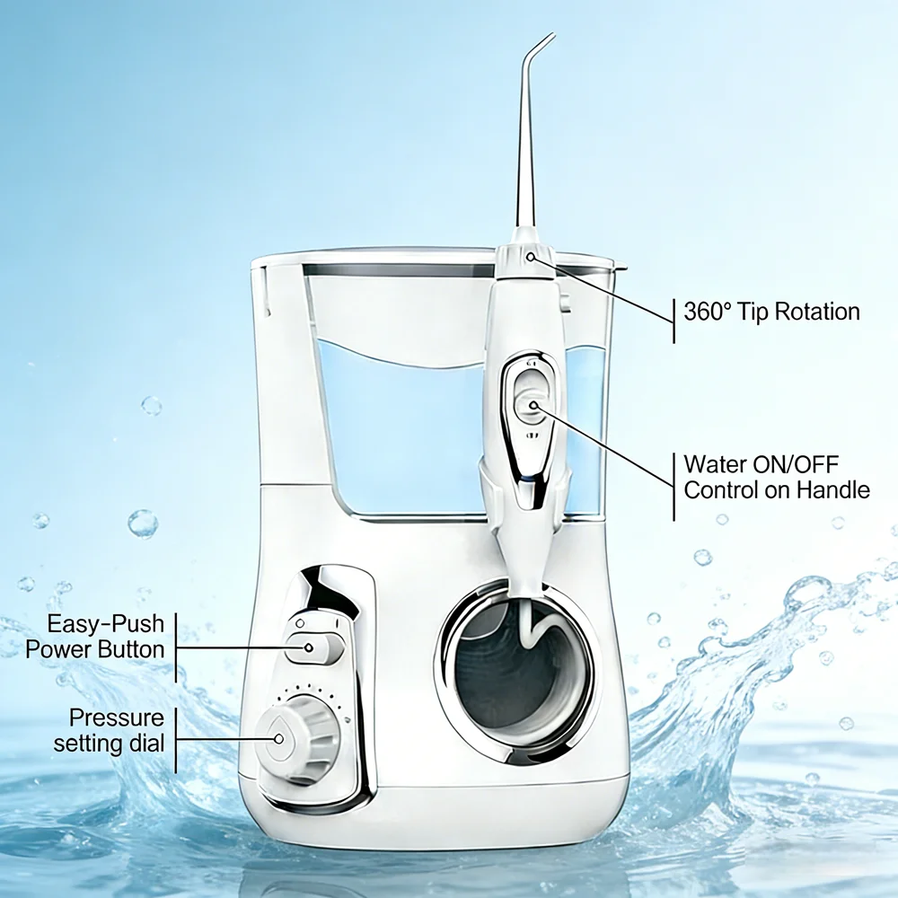 Электрический ирригатор для полости рта настольный, 800 мл, 10 режимов, 5 насадок, для ежедневного ухода за зубами
Электрический ирригатор для полости рта настольный, 800 мл, 10 режимов, 5 насадок, для ежедневного ухода за зубами