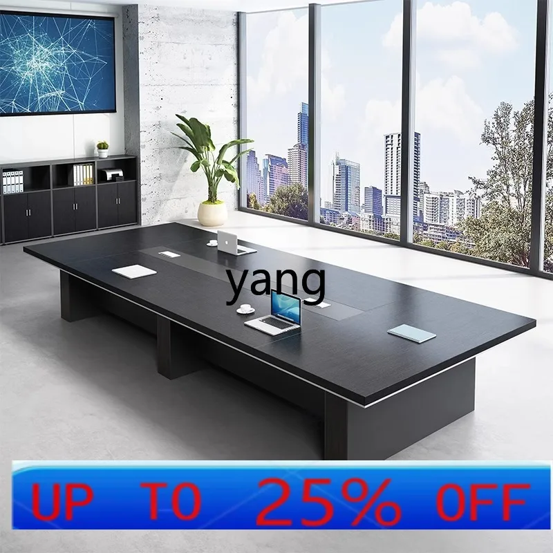 lmm black large conference table and chair combination simple modern office rectangular strip table
lmm black large conference table and chair combination simple modern office rectangular strip table