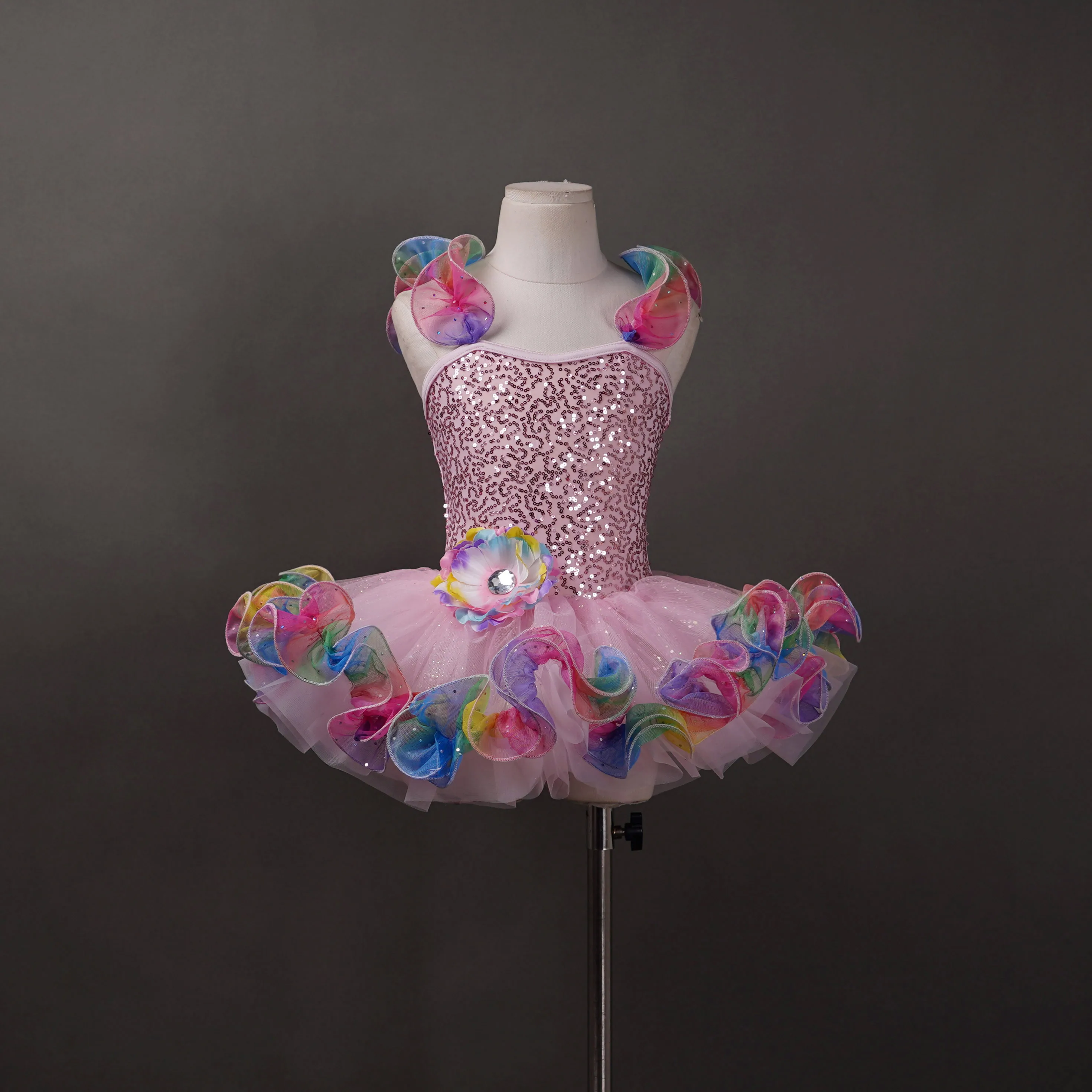 Girls tots sequin rainbow dance costume ballet tutu tap and jazz dance dress
Girls tots sequin rainbow dance costume ballet tutu tap and jazz dance dress
