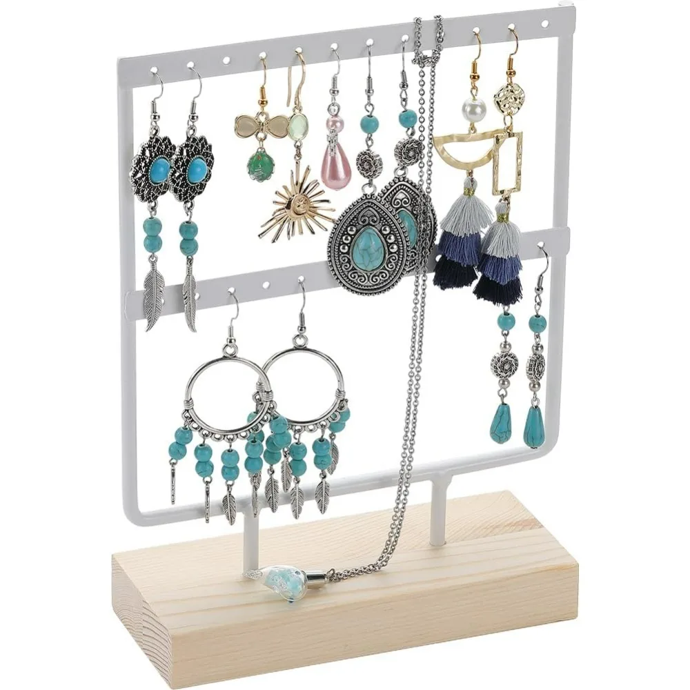 Маленькая подставка для сережек, подставка-органайзер, 8,3 дюйма, 2-уровневый белый органайзер для ювелирных изделий, полка для ювелирных изделий с 24 отверстиями, твердая деревянная полка
Маленькая подставка для сережек, подставка-органайзер, 8,3 дюйма, 2-уровневый белый органайзер для ювелирных изделий, полка для ювелирных изделий с 24 отверстиями, твердая деревянная полка