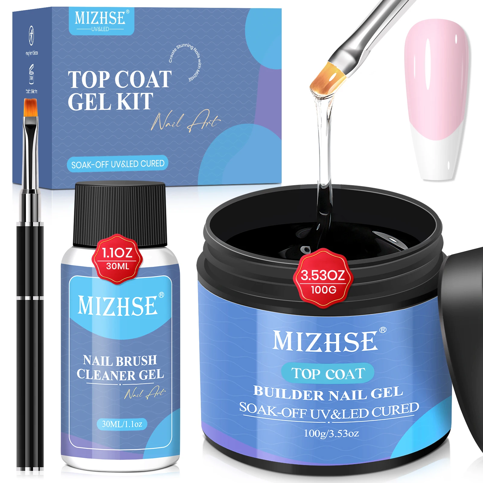 MIZHSE 100ML No Wipe Gel Top Coat Set, High Gloss Long Lasting Gel, Soak Off Nail Art with Brush & Cleaner, Gift Kit for Women
MIZHSE 100ML No Wipe Gel Top Coat Set, High Gloss Long Lasting Gel, Soak Off Nail Art with Brush & Cleaner, Gift Kit for Women