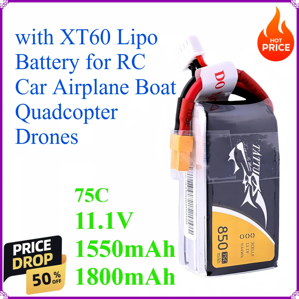 3s 75C 11.1V 1550mah 1800mAh with XT60 Lipo Battery for RC Car Airplane Boat Quadcopter Spare Parts upgrade 11.1v Drones
3s 75C 11.1V 1550mah 1800mAh with XT60 Lipo Battery for RC Car Airplane Boat Quadcopter Spare Parts upgrade 11.1v Drones
